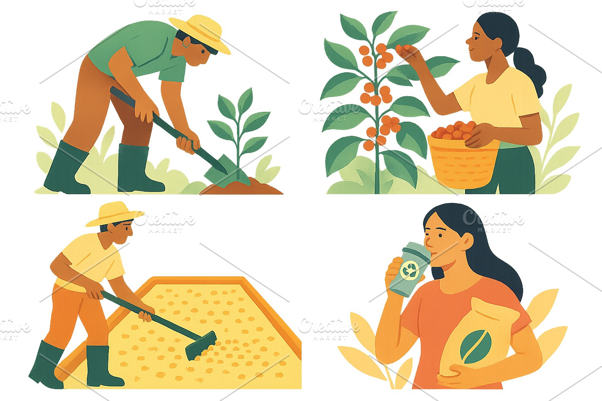 Farmers engaging in diverse, an Illustration by ZinetroN