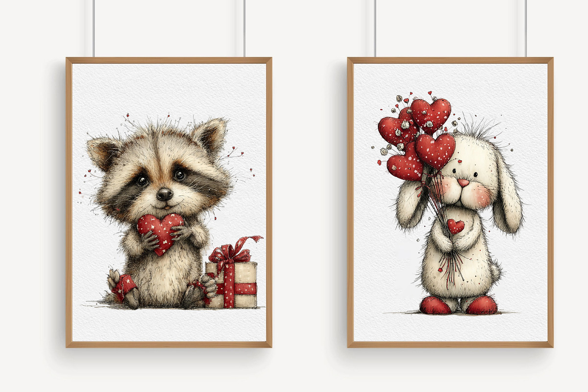 Whimsical Valentine Animals Bundle, an Illustration by Libby Wishes (Photo 3 of 5)
