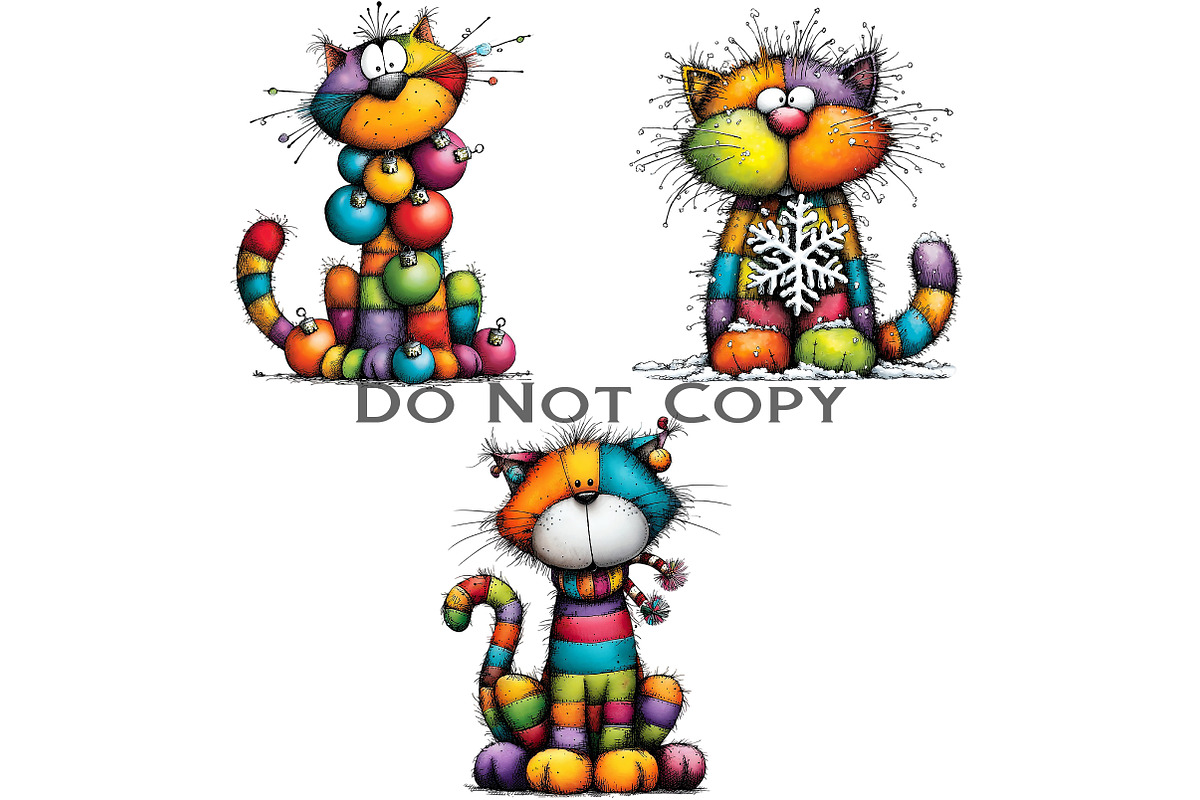 Rainbow Christmas Cat Clipart, an Illustration by Craft Nest (Photo 5 of 9)