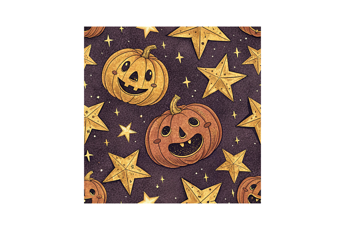 Funny Pumpkin Starry Night Pattern, a Pattern Graphic by FloridPrintables (Photo 5 of 11)
