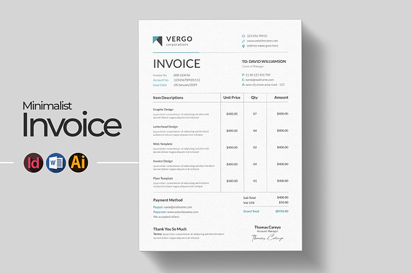 Clean Invoice Template | Word preview 3