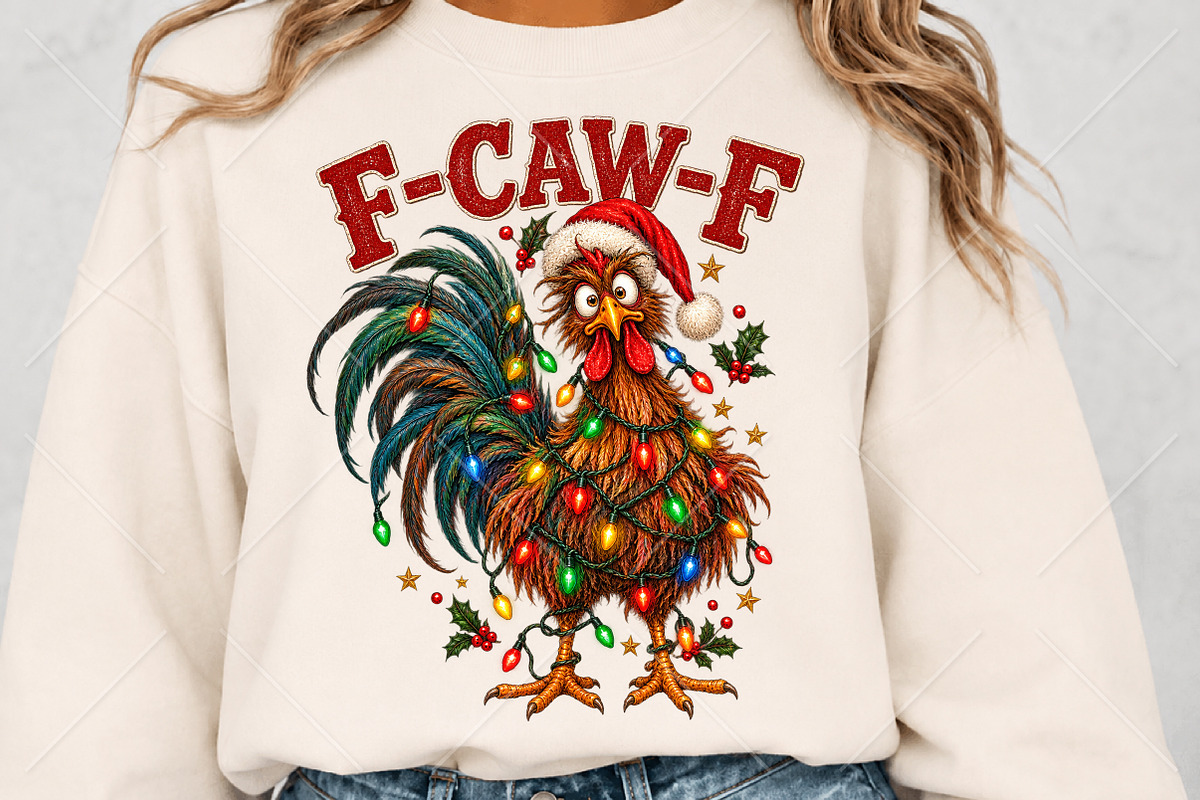 Funny Christmas Chicken F-CAW-E PNG, a Seasonal Illustration by Canvas Craft (Photo 5 of 6)