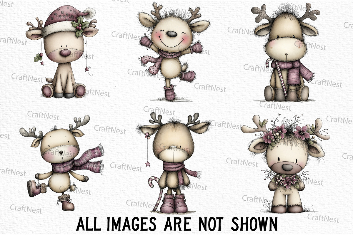 Christmas Santa & Reindeer Clipart, an Illustration by Craft Nest (Photo 6 of 6)