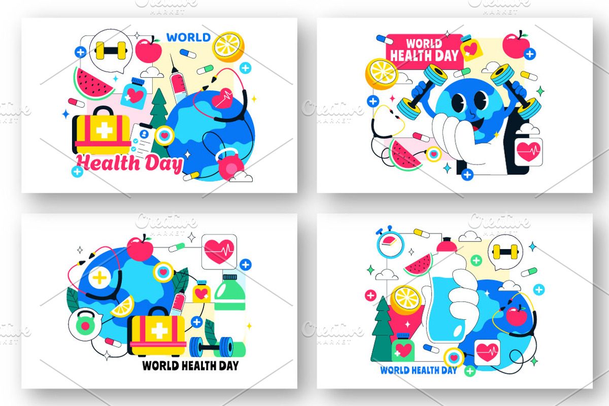 11 World Health Day Illustration, a Healthcare Illustration by denayunebgt (Photo 2 of 5)