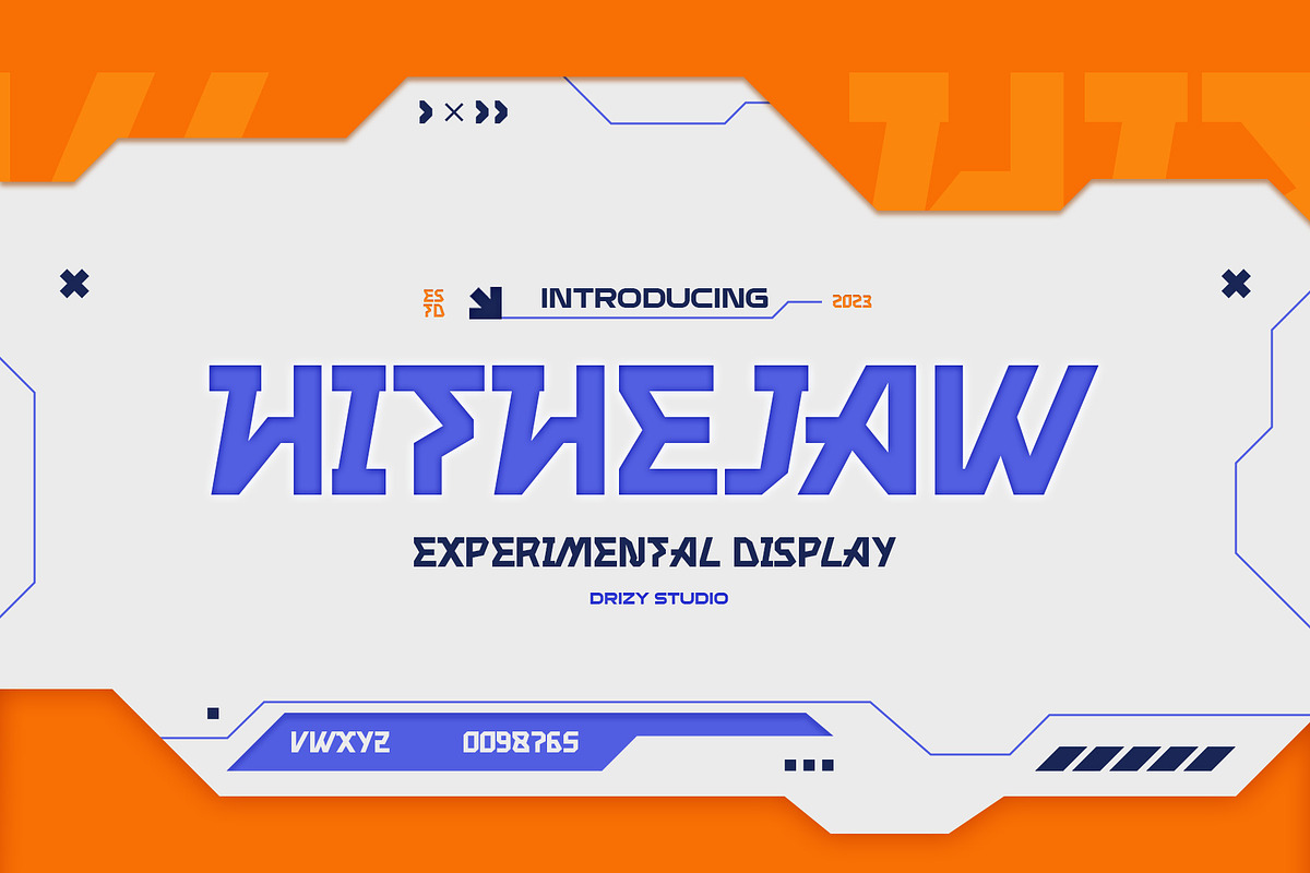 Hithejaw - Modern Experimental Font, a Sans Serif Font by Drizy (Photo 1 of 10)
