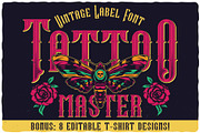 Tattoo Master label font, a Blackletter Font by VozzyStock (Thumbnail 1 of 9)