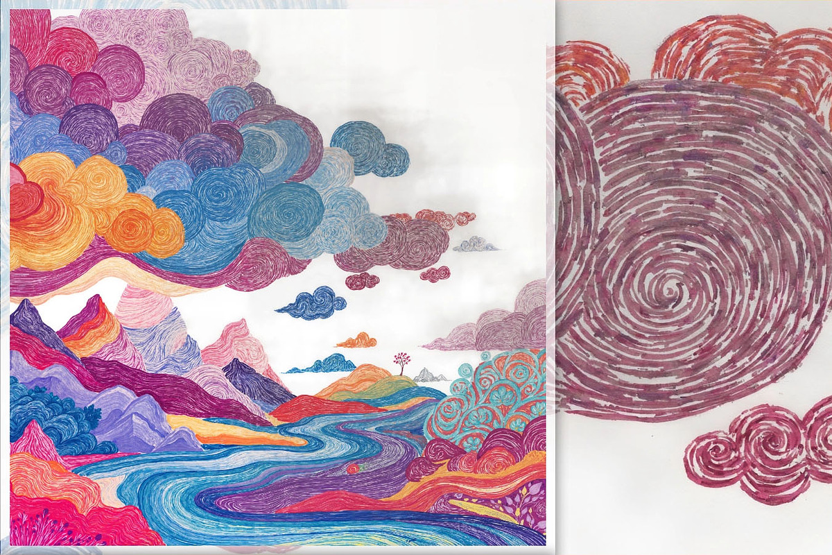 Colorful Cloudy Landscape, a Decorative Illustration by yahu88studio (Photo 5 of 10)