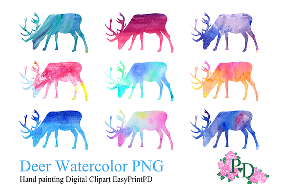 Deer Watercolor, Digital ClipArt PNG preview 2
