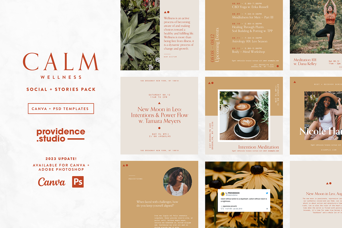 CALM Wellness Social Canva Pack, a Social Media Template by Providence Studio (Photo 1 of 7)