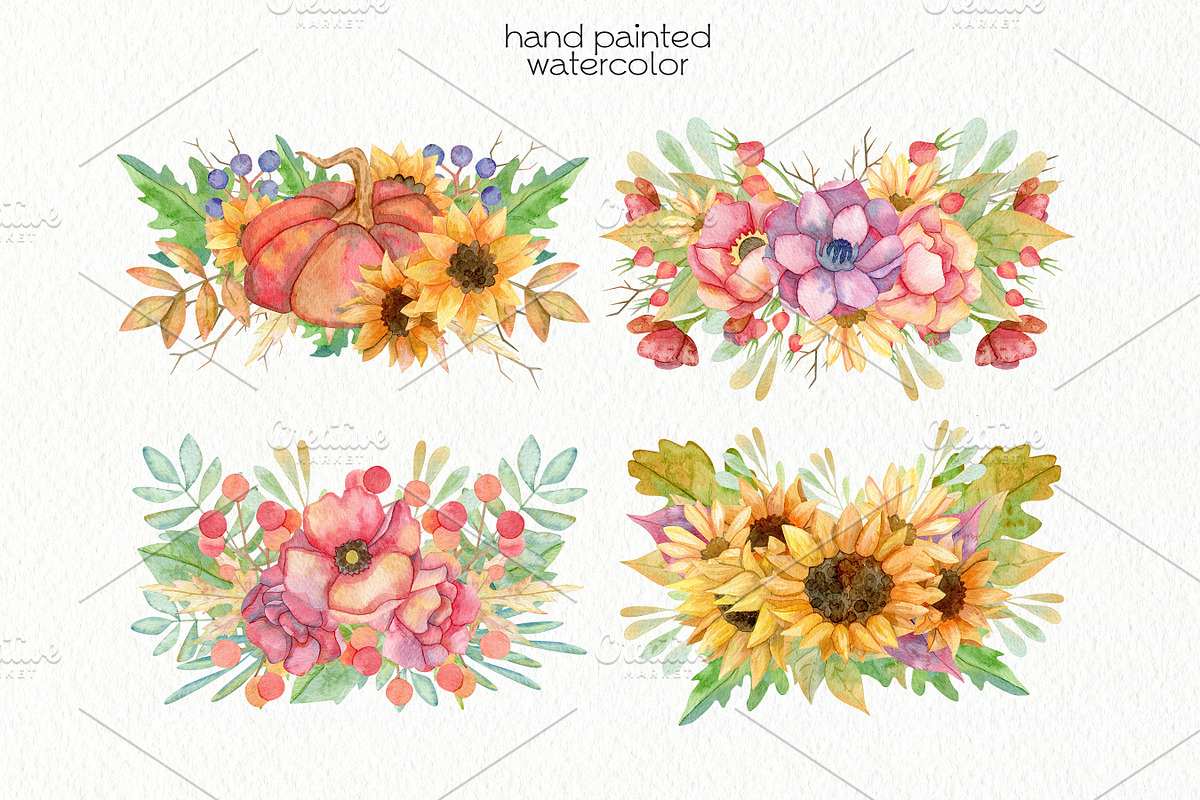 Watercolor Autumn Clipart. Pumpkin., a Decorative Illustration by OllyKo Art (Photo 7 of 9)
