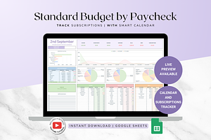 Standard Paycheck Budget - Pastel, a Templates & Theme by The Creative Plans co