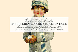 38 Children Colored Illustrations