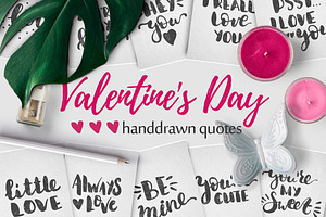 10 Valentine's Day handdrawn quotes.