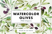 12 Watercolor Olive Branches, an Illustration by Heartmade by Claudia (Thumbnail 1 of 3)