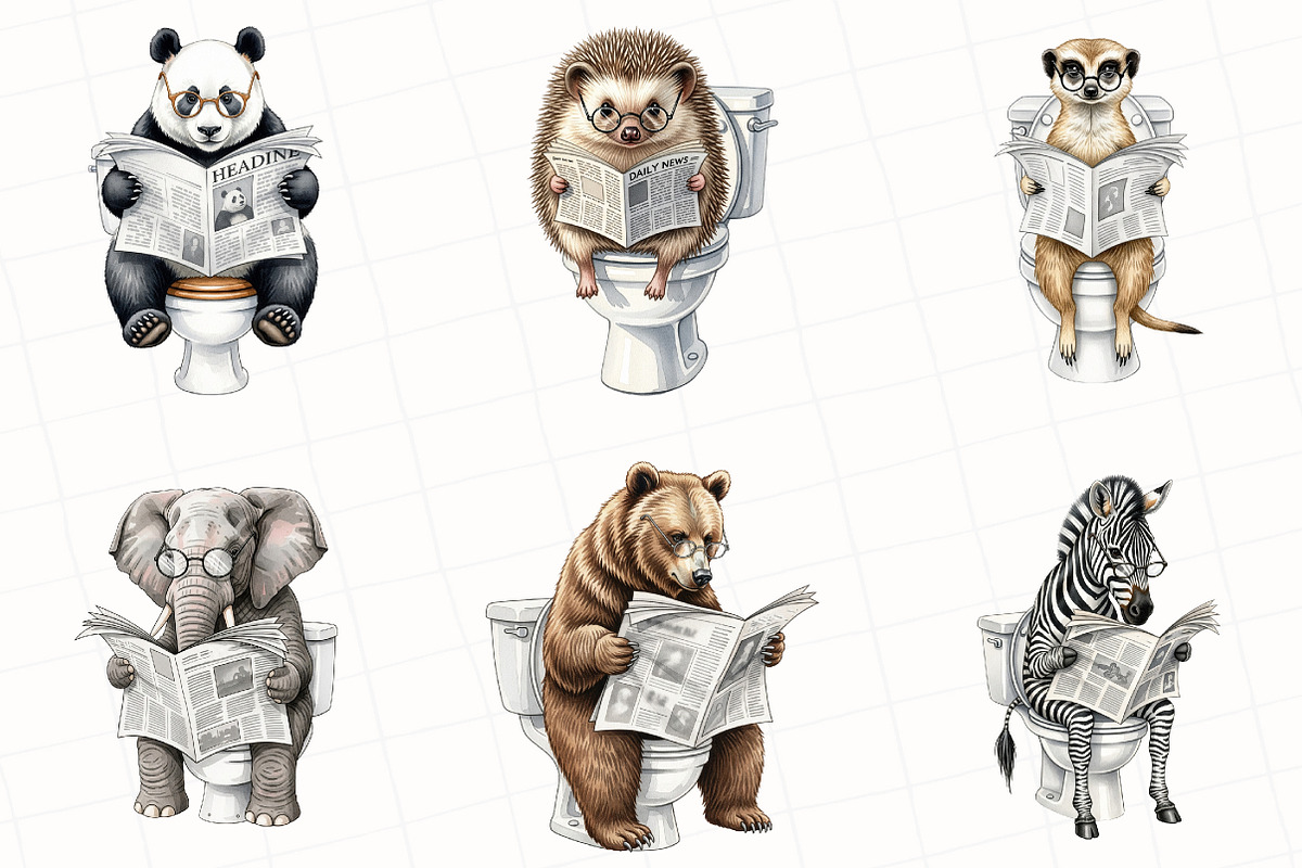 Quirky Animals Sublimation Clipart, an Illustration by OK Design (Photo 3 of 5)