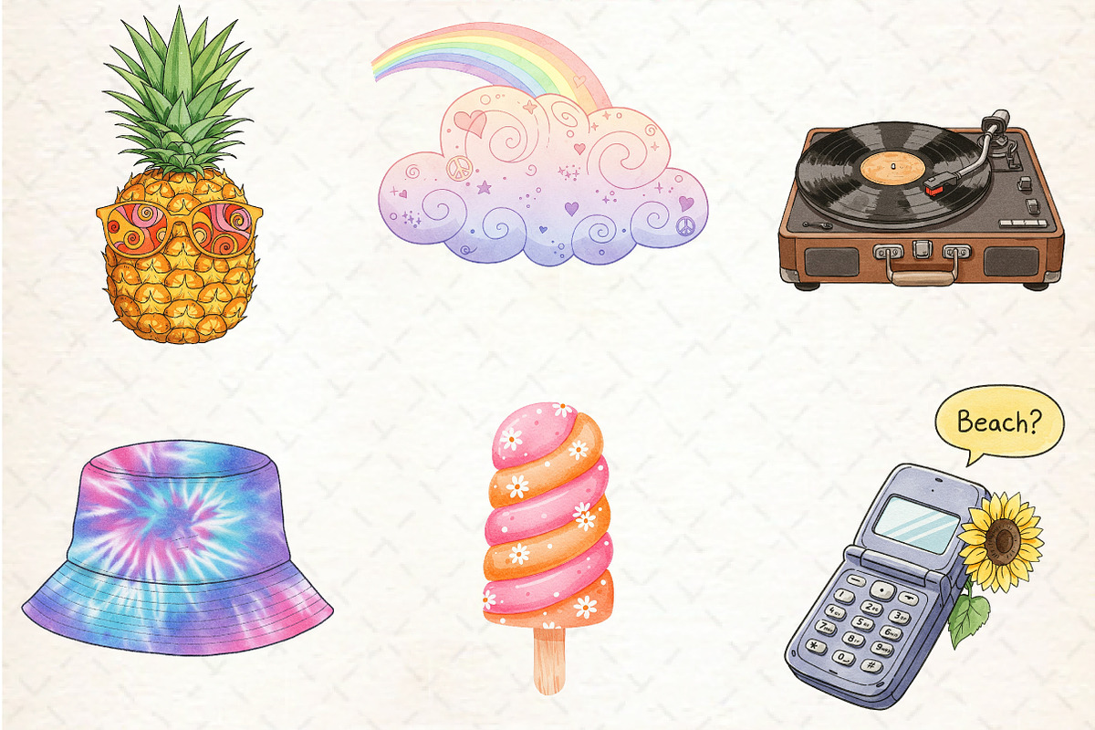 Retro Groovy Summer Clipart, an Illustration by Libby Wishes (Photo 5 of 7)