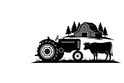 Rustic farm tractor and cow design, an Illustration by Amazin_art (Thumbnail 17 of 30)