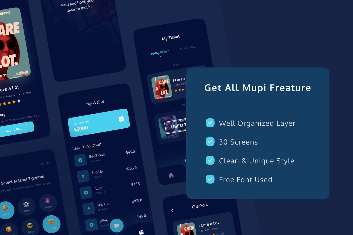MUPI - Cinema Booking UI KIT, an App Template by Vektora Studio (Photo 2 of 6)