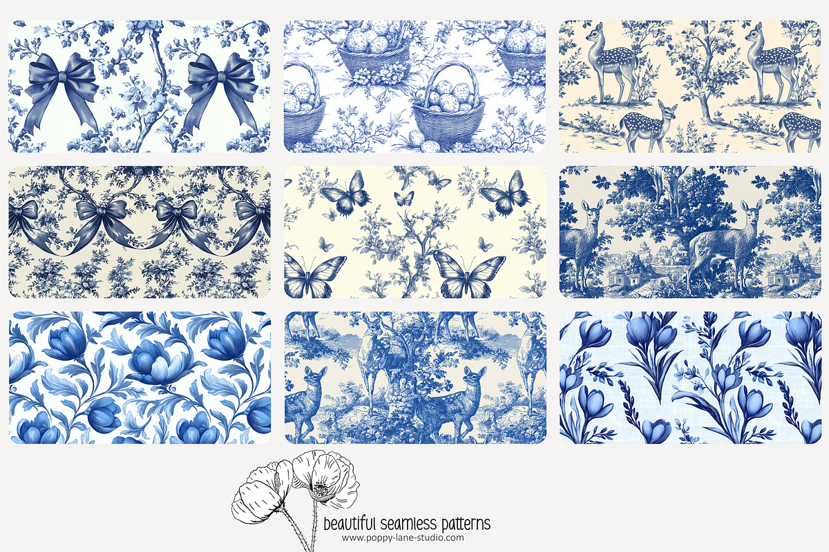 70 blue Easter toile repeat pattern, a Pattern Graphic by Poppy Lane Studio (Photo 7 of 10)