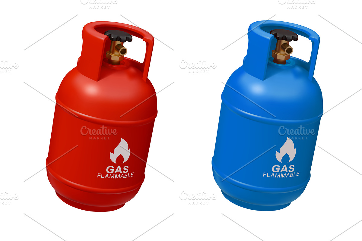 3D gas cylinders of liquid gas, an Object Illustration by Vector Tradition