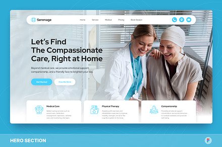 SerenAge - Nursing Home Hero Section, an UI Kit Template by Studio Delapan