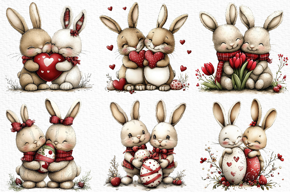 Whimsical Easter Bunny Couples PNG, an Illustration by Craft Nest (Photo 6 of 8)
