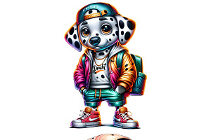 Hip Hop Dalmatian Clipart Set