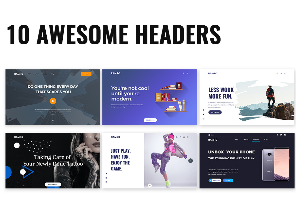 Ramro Web UI Kit - Header, an UI Kit Template by Danfe Designs (Photo 1 of 11)