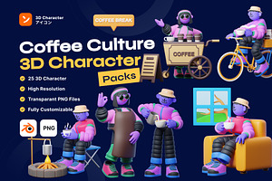 Coffee Culture: 3D Character Illustr, a Characters & Person 3D Model by orenjidesign