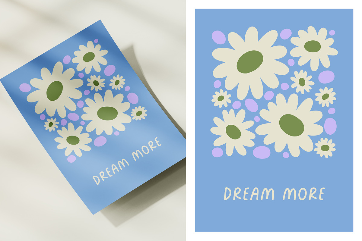 Retro hippie floral card designs set, a Decorative Illustration by Good Studio (Photo 2 of 5)