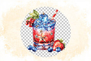 Watercolor 4th of July Cocktail Clip, an Illustration by SVGArt (Thumbnail 7 of 9)