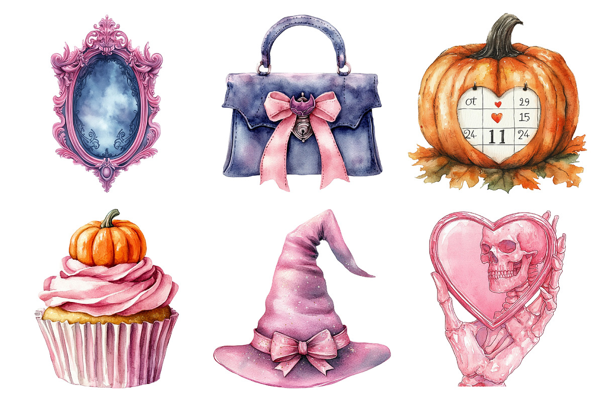 Pink Coquette Girly Halloween Clipar, an Illustration by Daily.Designs (Photo 3 of 5)