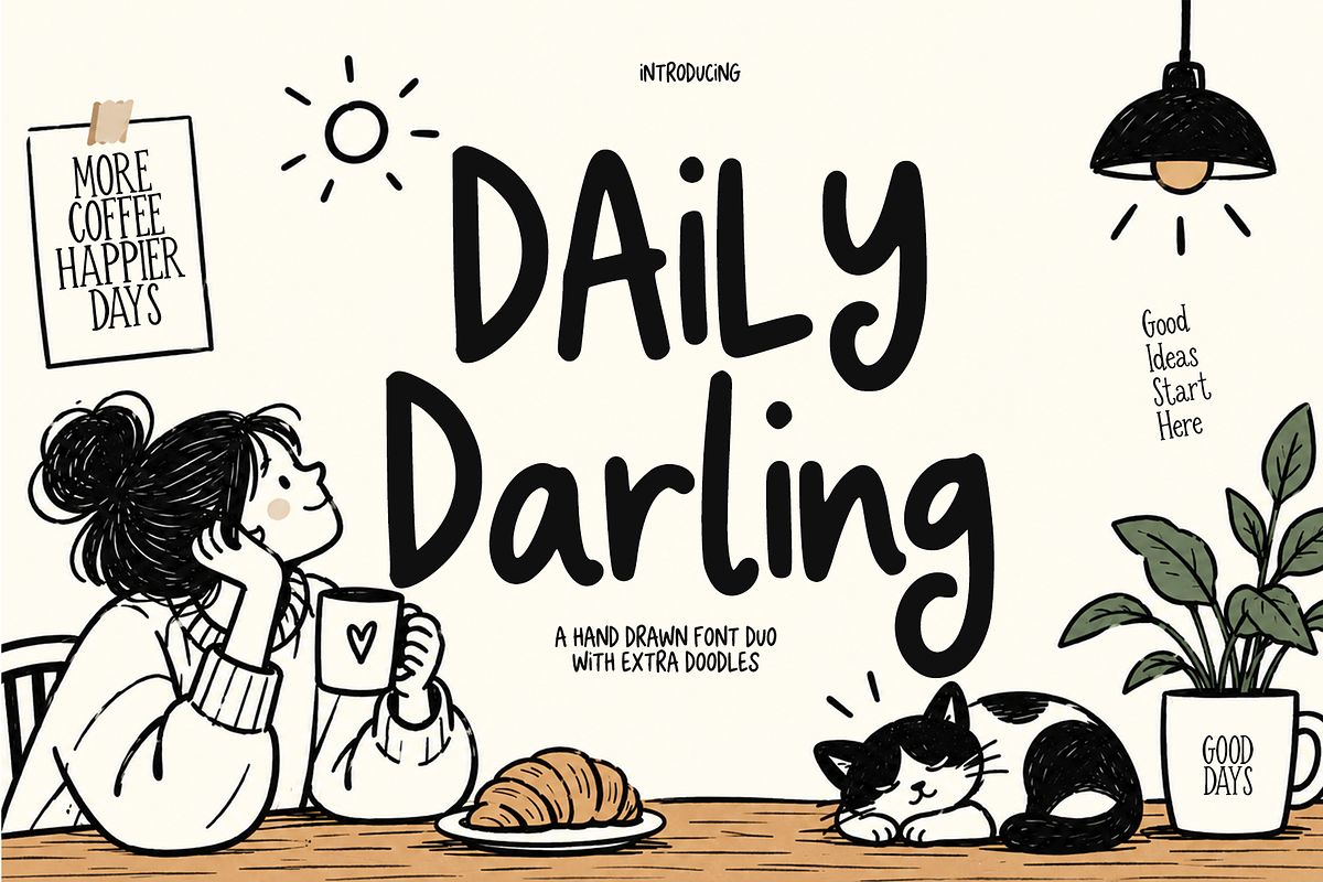 Daily Darling font duo, a Handwritten Font by cocodesign (Photo 1 of 8)