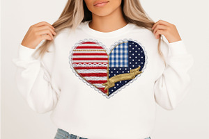 Brushstroke American Flag Heart Png, an Illustration by Designking
