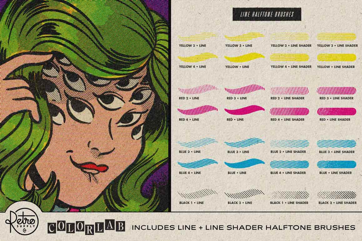 ColorLab Affinity Vintage Comic Kit, a Brush Add-On by RetroSupply Co. (Photo 6 of 12)