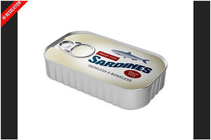 Aluminum Sardine Can With Label Mock, an Advertising Mockup by Bruno's Shop