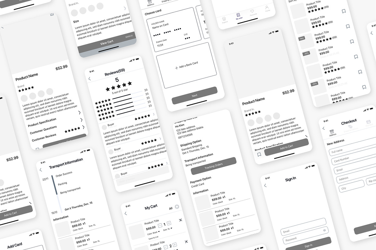 Buey E-commerce app Wireframe Kit, a Wireframe Template by Capi Product (Photo 6 of 10)