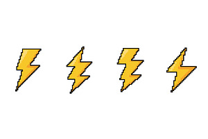 8 bit lightning bolt retro icon. 8, an Illustration by skripnikbb