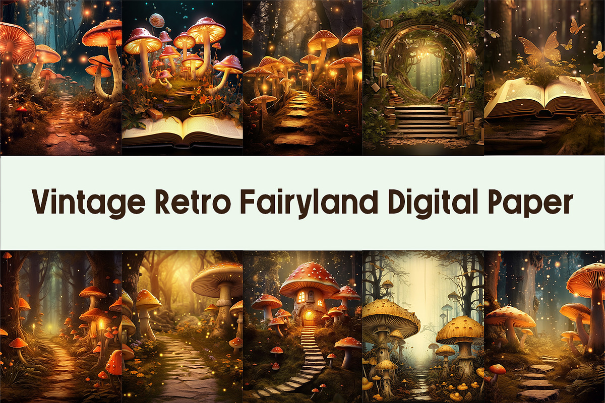 Vintage Retro Fairyland Digital, a Background Graphic by AdriOP