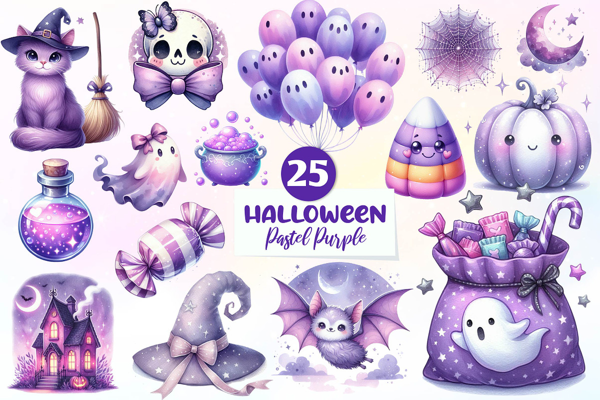 Pastel Purple Halloween Sublimation, an Illustration by CreationArt (Photo 1 of 5)