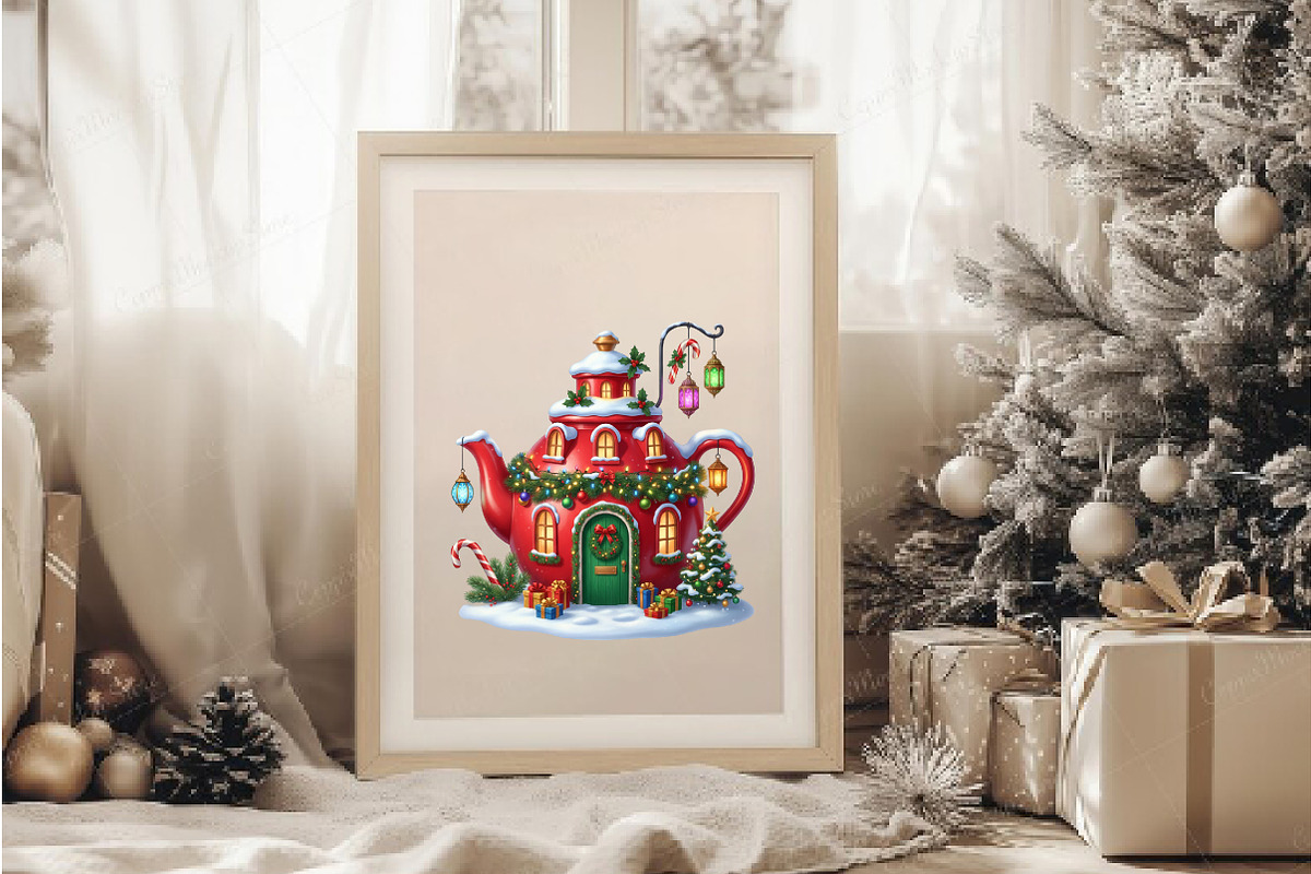 Christmas Teapot House PNG, an Illustration by DreamArtGraphic (Photo 2 of 5)