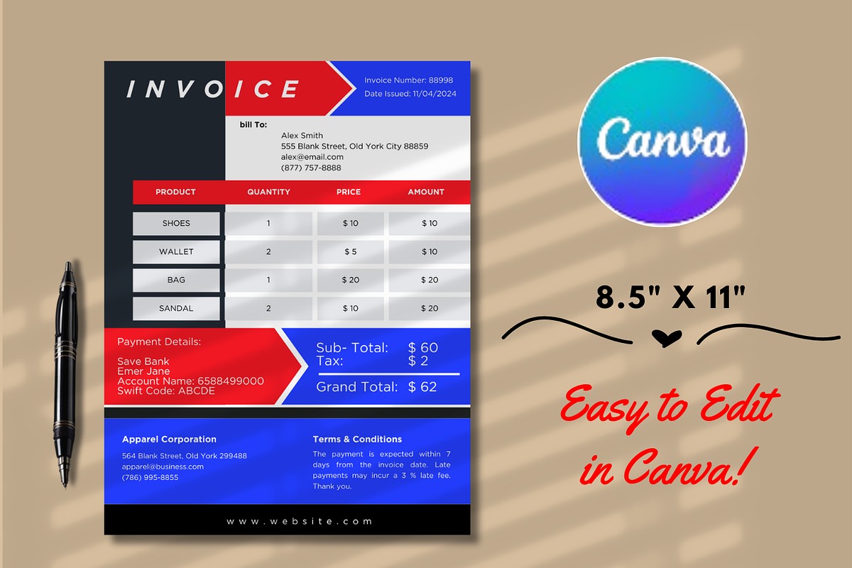 Professional Invoice, a Marketing Template by Digitynpro