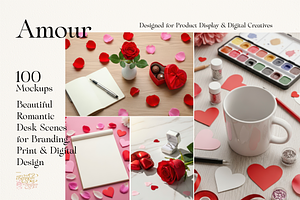 Valentine Aesthetic Desk Mockup 100, a Packaging Mockup by KennedyStudio