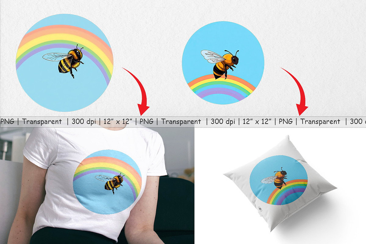 Bee with Rainbow Clipart, a Graphic by Artnoy (Photo 3 of 5)
