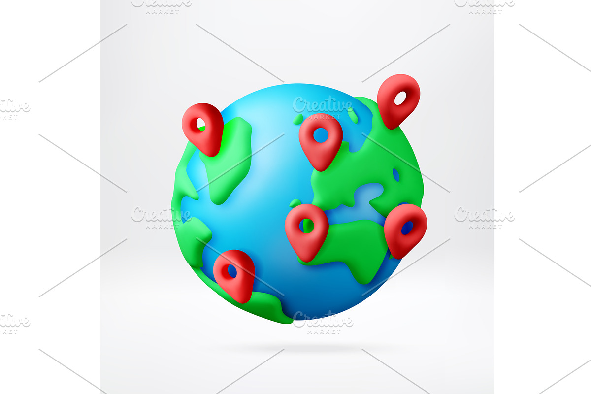 3D Planet earth with red navigation, a Transportation Illustration by Abscent