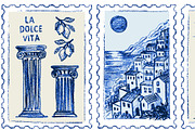 Hand drawn Amalfi coast postage, a Food Illustration by Zimages (Thumbnail 3 of 3)