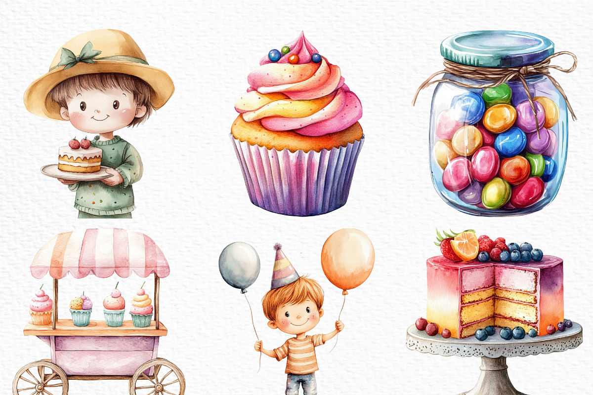 Happy Birthday Pastel Clipart, an Illustration by Craft Nest (Photo 5 of 6)
