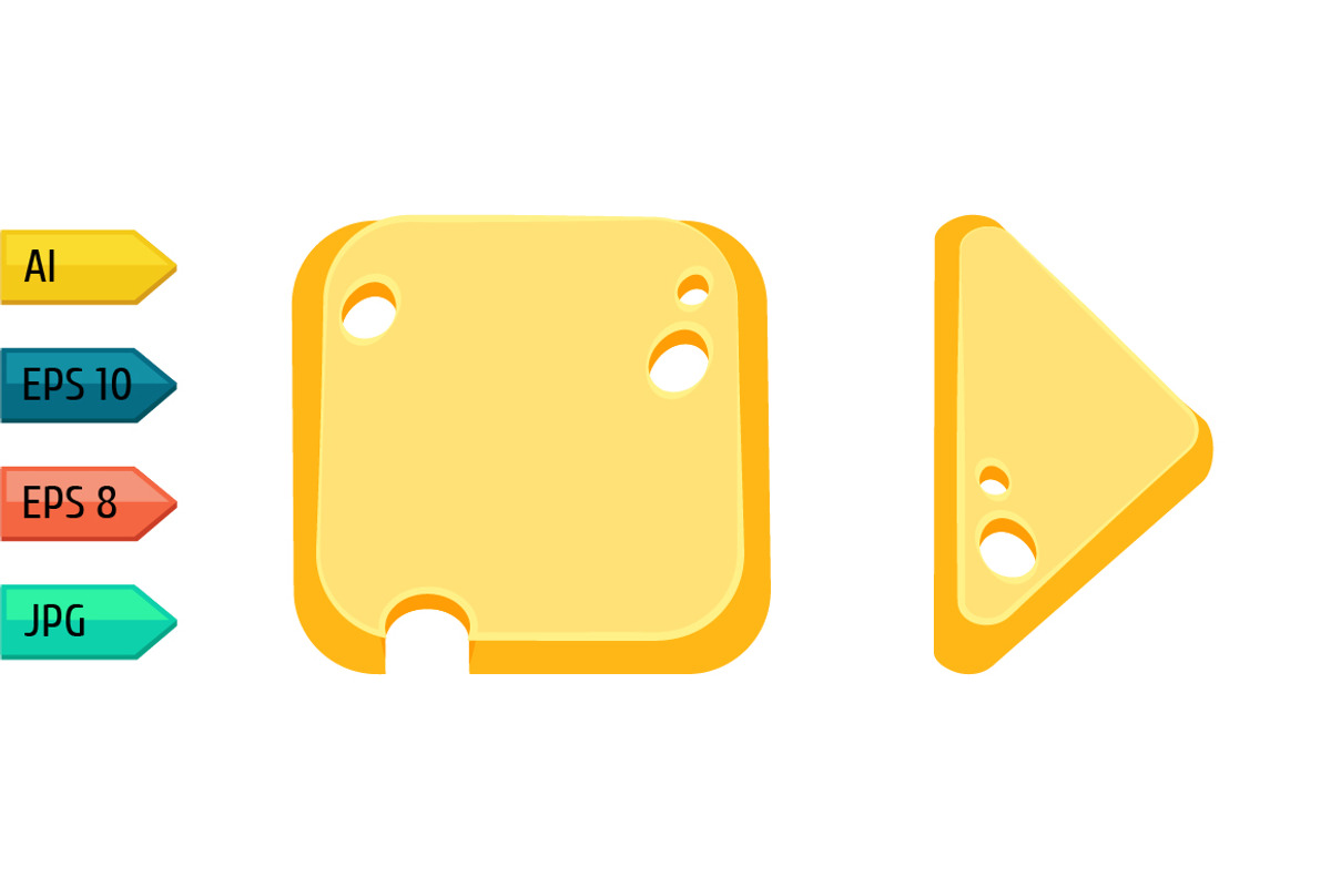 Game UI cartoon cheese buttons., a Templates & Theme by julia_musdotter
