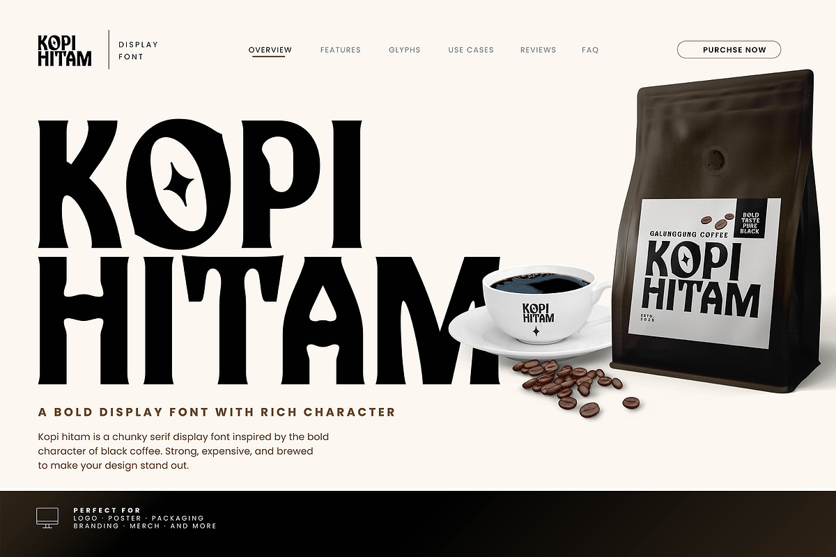 Kopi Hitam - Retro Bold Font, a Serif Font by Rahagita Studio (Photo 2 of 7)