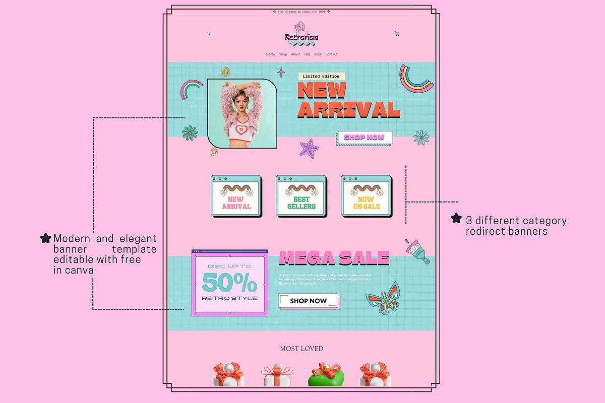 Pink Retro Shopify Theme, a Templates & Theme by DaisyStudio (Photo 5 of 10)